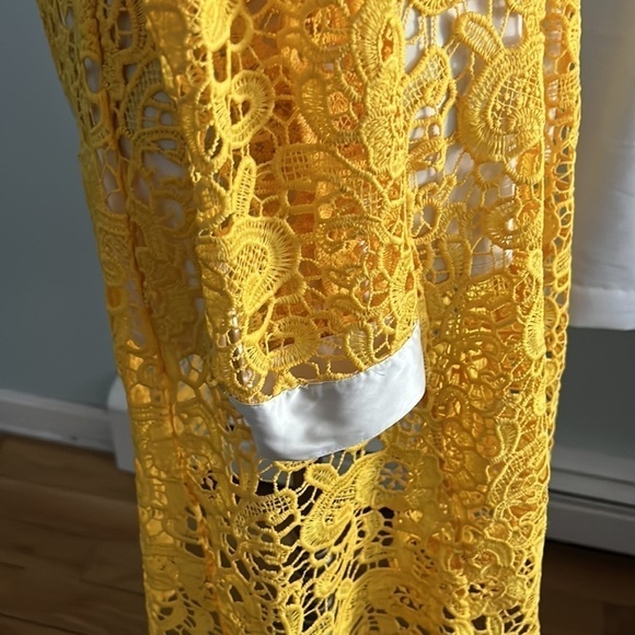 ModCloth Yellow Crochet Lace Satin Collar Dress size Medium - Picture 3 of 15